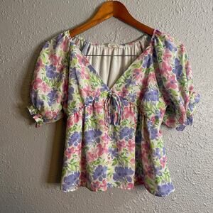 Womens Floral Blouse Peach Love